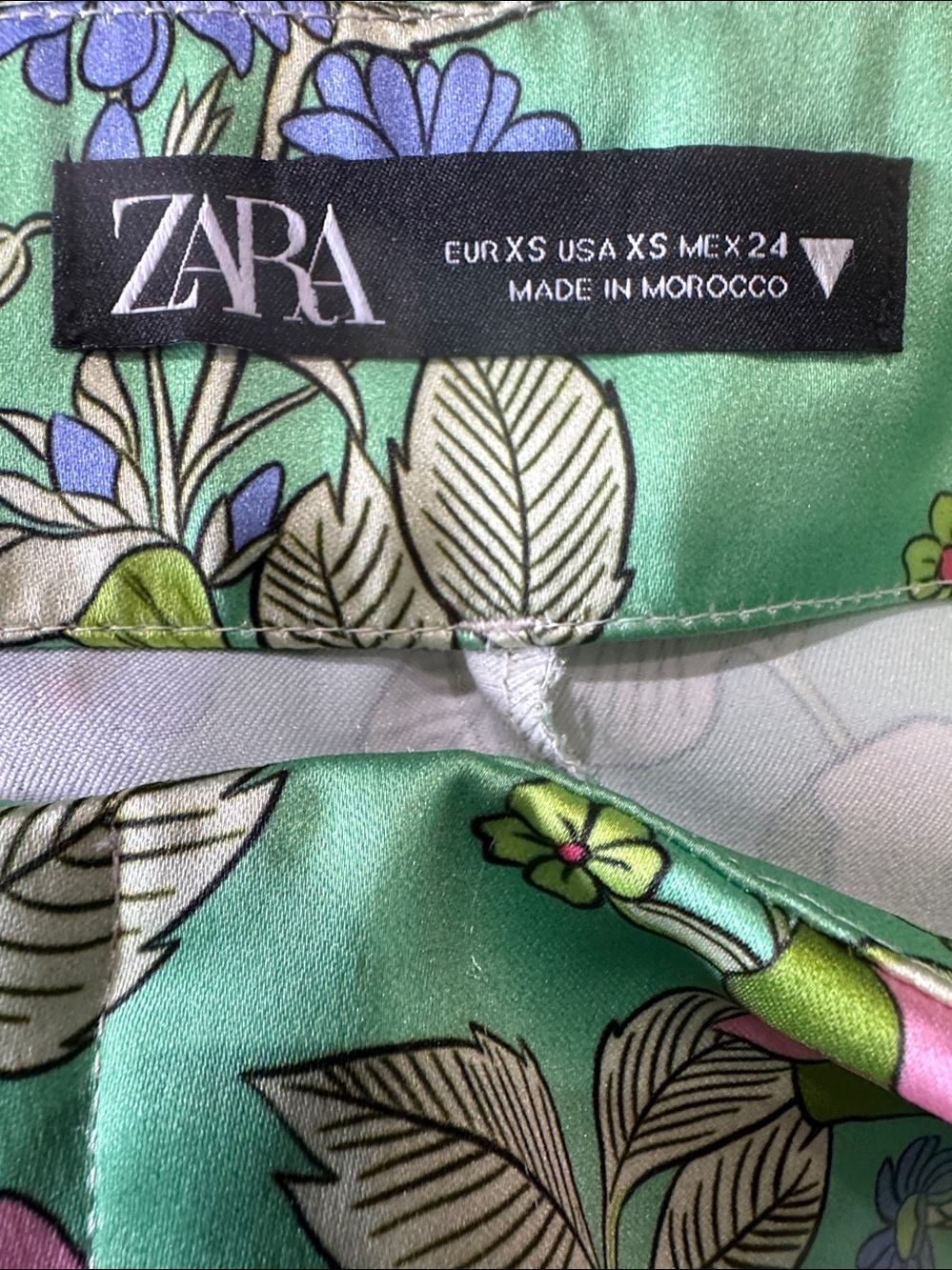 Zara Green Floral Print Wide-Leg Pants - Picture 5 of 5